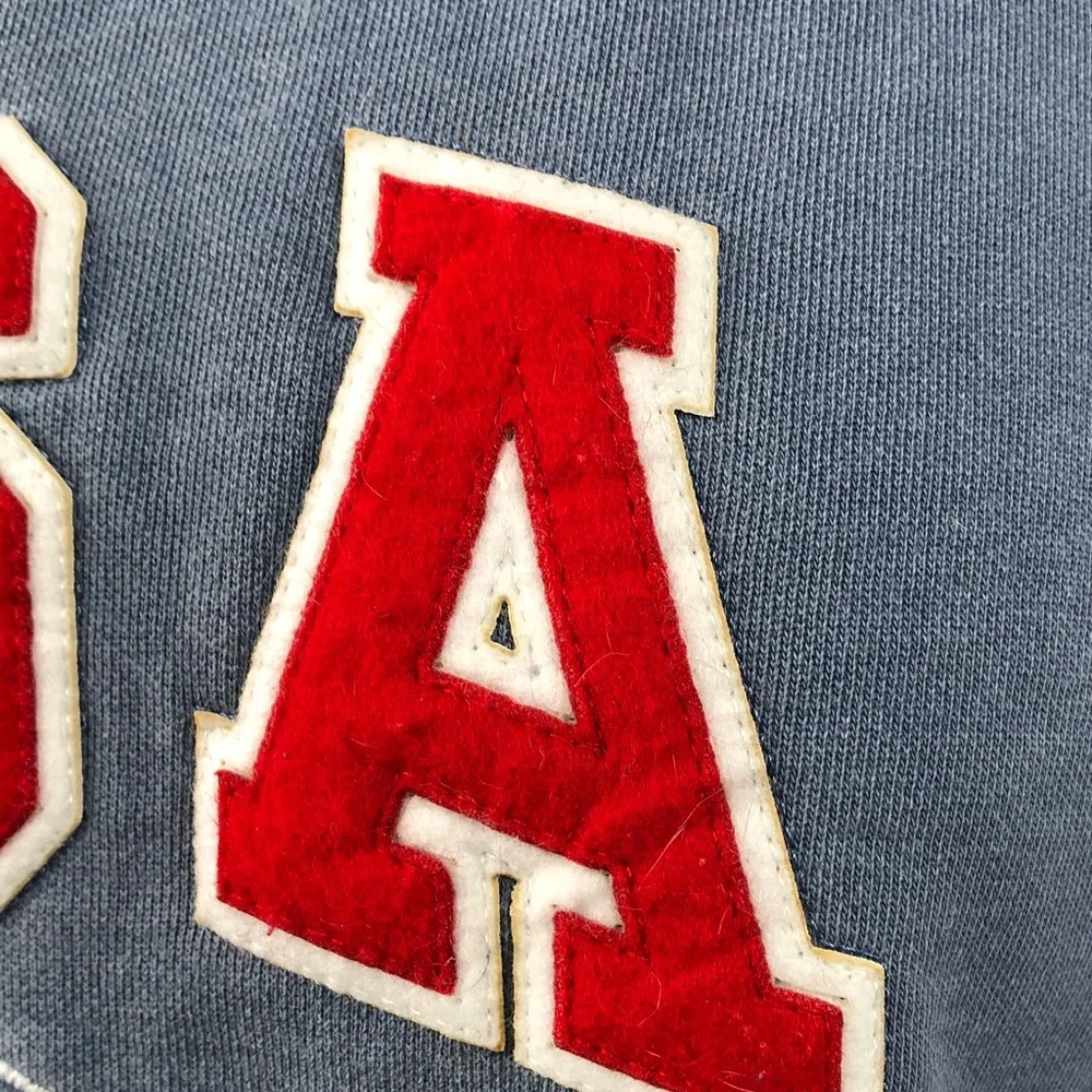 Vintage Felt Patch USA Sports Cropped  Sweatshirt Women's Small Patriotic - Picture 5 of 8